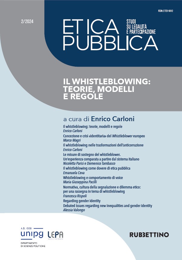 					Visualizza V. 2 N. 2 (2024): IL WHISTLEBLOWING: TEORIE, MODELLI E REGOLE
				